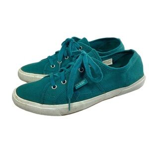 Guess Women’s Teal Canvas Low Top Sneakers